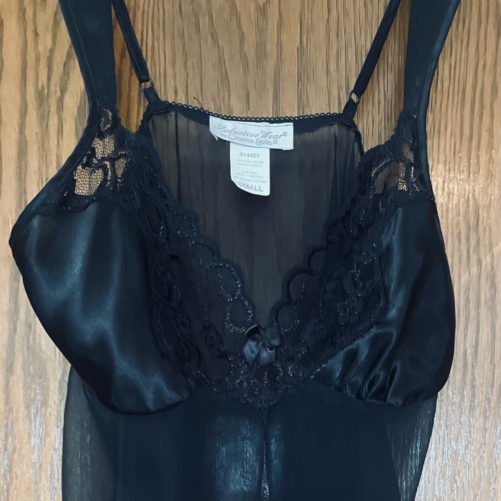 Black chiffon and satin chemise. Size small, never worn